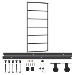 vidaXL Puerta corredera con herrajes ESG vidrio y aluminio 90x205 cm
