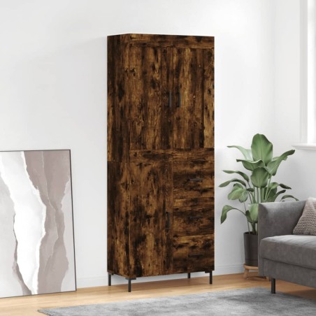 vidaXL Aparador alto madera contrachapada roble ahumado 69,5x34x180 cm