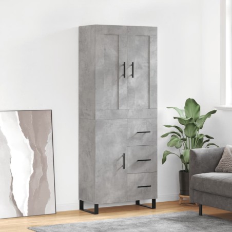 vidaXL Aparador alto madera contrachapada gris hormigón 69,5x34x180 cm