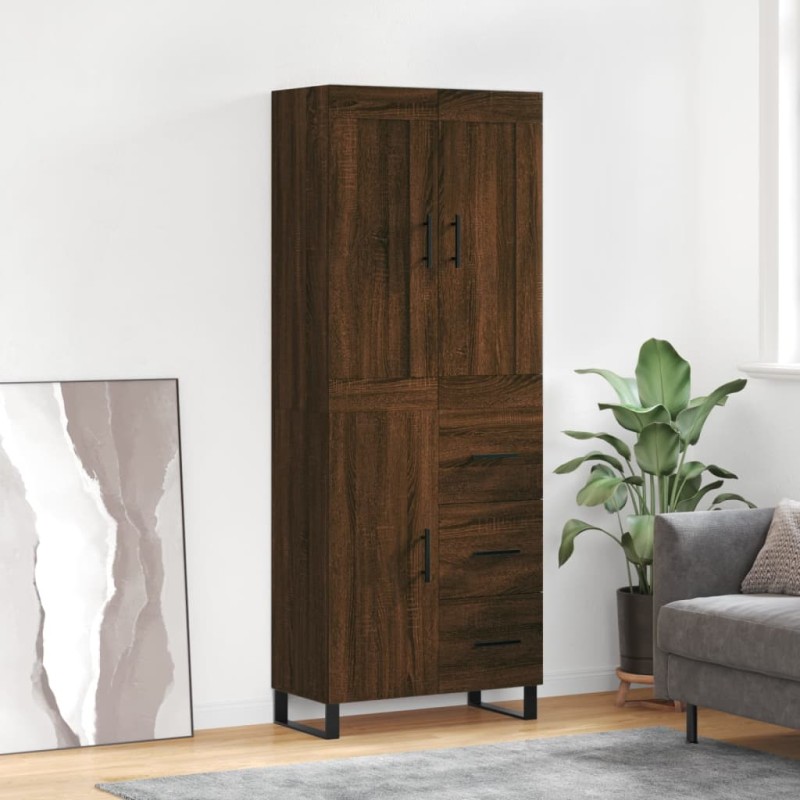 vidaXL Aparador alto madera contrachapada marrón roble 69,5x34x180 cm vidaXL Aparador alto madera contrachapada marrón roble 69,5x34x180 cm