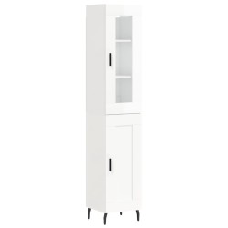 vidaXL Aparador alto madera contrachapada blanco brillo 34,5x34x180 cm