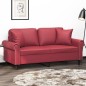 vidaXL Sofá de 2 plazas con cojines cuero sintético rojo tinto 140 cm vidaXL Sofá de 2 plazas con cojines cuero sintético rojo tinto 140 cm