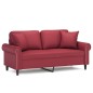 vidaXL Sofá de 2 plazas con cojines cuero sintético rojo tinto 140 cm vidaXL Sofá de 2 plazas con cojines cuero sintético rojo tinto 140 cm