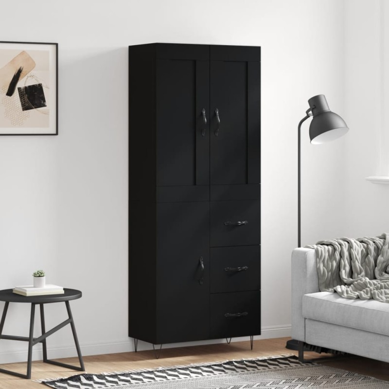 vidaXL Aparador alto madera contrachapada negro 69,5x34x180 cm vidaXL Aparador alto madera contrachapada negro 69,5x34x180 cm