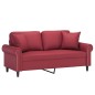 vidaXL Sofá de 2 plazas con cojines cuero sintético rojo tinto 140 cm vidaXL Sofá de 2 plazas con cojines cuero sintético rojo tinto 140 cm