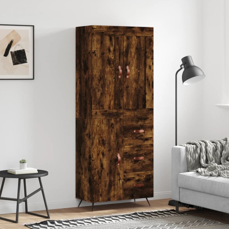 vidaXL Aparador alto madera contrachapada roble ahumado 69,5x34x180 cm vidaXL Aparador alto madera contrachapada roble ahumado 69,5x34x180 cm
