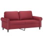 vidaXL Sofá de 2 plazas con cojines cuero sintético rojo tinto 140 cm vidaXL Sofá de 2 plazas con cojines cuero sintético rojo tinto 140 cm