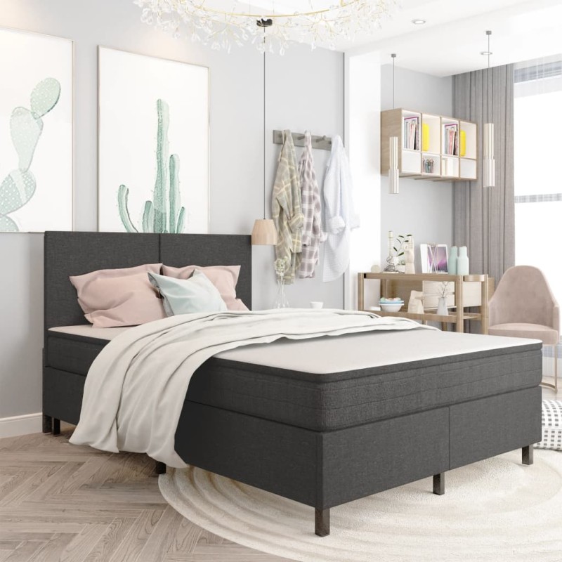 vidaXL Estructura de cama Box Spring tela gris 180x200 cm