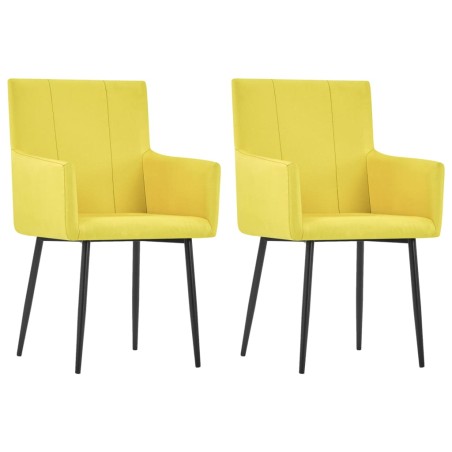 vidaXL Sillas de comedor con reposabrazos 2 unidades tela amarillo  