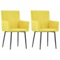 vidaXL Sillas de comedor con reposabrazos 2 unidades tela amarillo vidaXL Sillas de comedor con reposabrazos 2 unidades tela amarillo