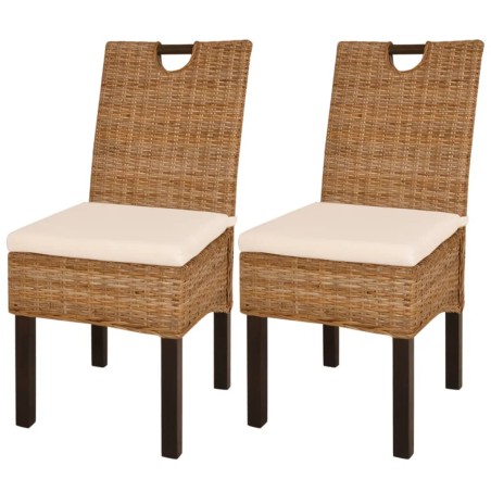 vidaXL Sillas de comedor 2 unidades ratán kubu madera de mango