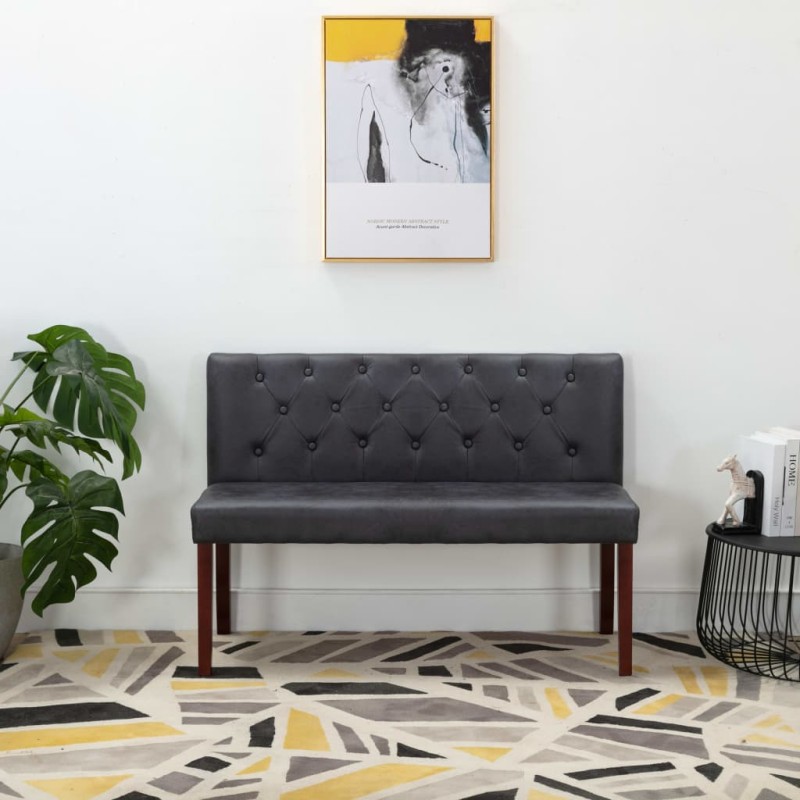 vidaXL Banco de piel de ante artificial gris 120 cm vidaXL Banco de piel de ante artificial gris 120 cm