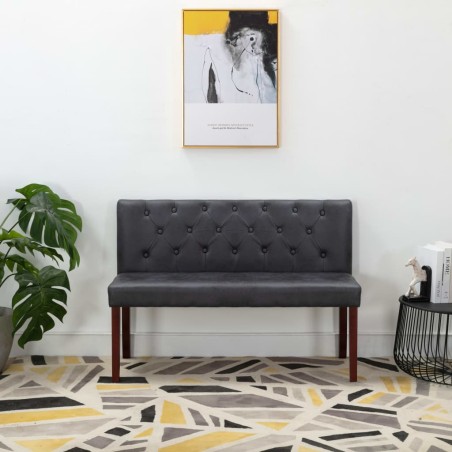 vidaXL Banco de piel de ante artificial gris 120 cm