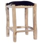 vidaXL Taburete de cocina cuero real de cabra y madera de teca maciza vidaXL Taburete de cocina cuero real de cabra y madera de teca maciza