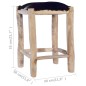 vidaXL Taburete de cocina cuero real de cabra y madera de teca maciza vidaXL Taburete de cocina cuero real de cabra y madera de teca maciza