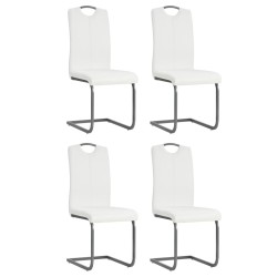 vidaXL Sillas voladizas de comedor 4 unidades cuero sintético blanco