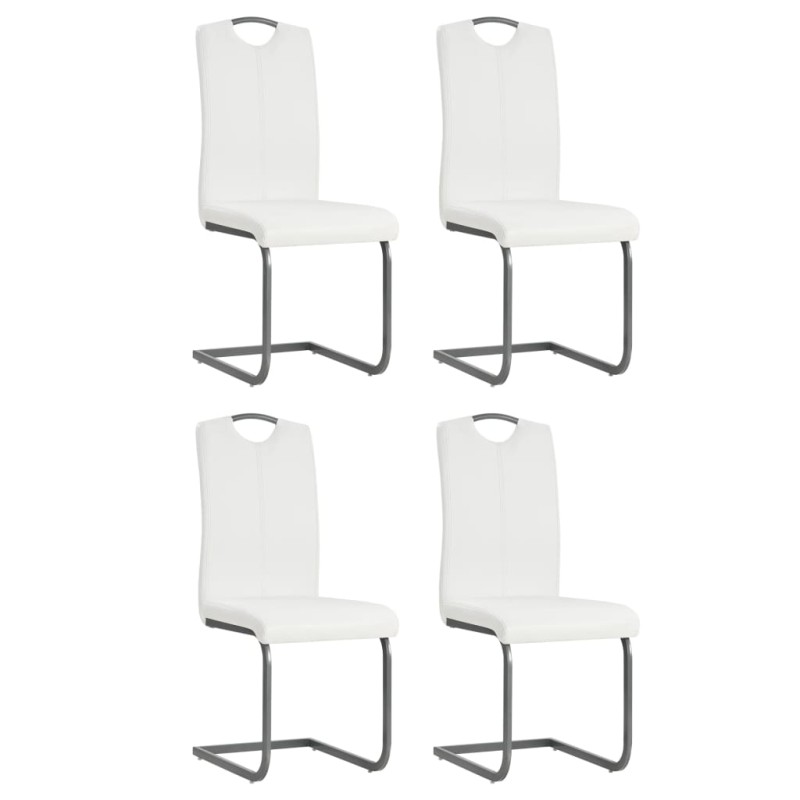vidaXL Sillas voladizas de comedor 4 unidades cuero sintético blanco