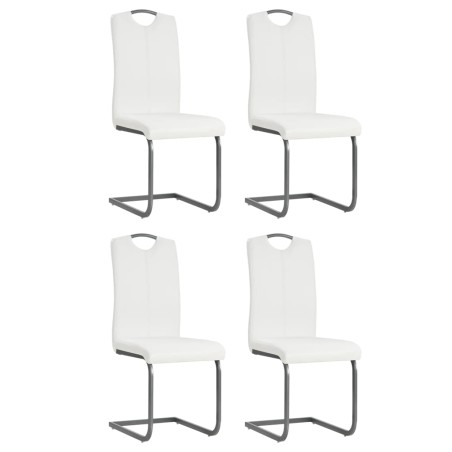 vidaXL Sillas voladizas de comedor 4 unidades cuero sintético blanco
