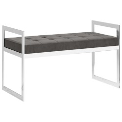 vidaXL Banco de terciopelo y acero inoxidable gris 97 cm