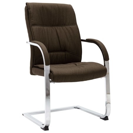 vidaXL Silla de oficina voladiza de tela marrón