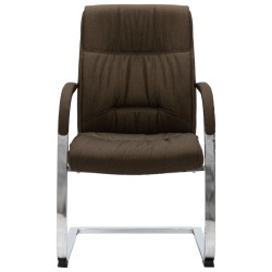 vidaXL Silla de oficina voladiza de tela marrón