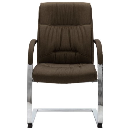 vidaXL Silla de oficina voladiza de tela marrón