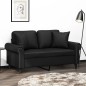 vidaXL Sofá de 2 plazas con cojines cuero sintético negro 120 cm vidaXL Sofá de 2 plazas con cojines cuero sintético negro 120 cm