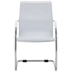 vidaXL Silla de oficina voladiza de cuero sintético blanco