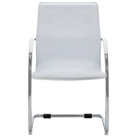 vidaXL Silla de oficina voladiza de cuero sintético blanco