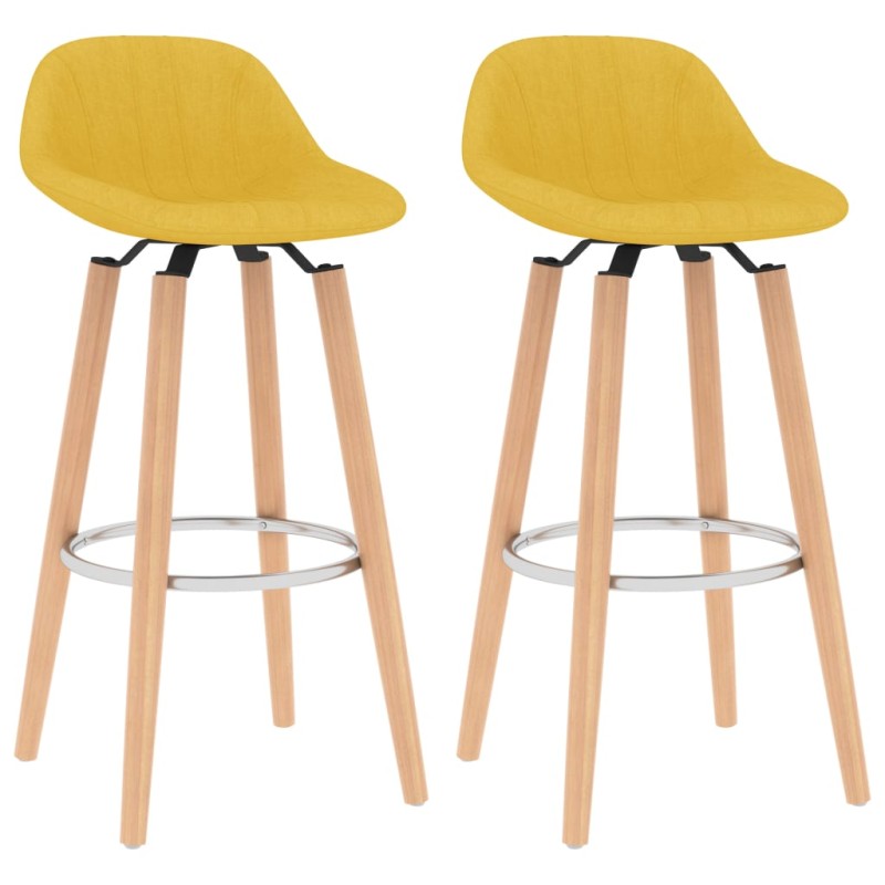vidaXL Taburetes de cocina 2 unidades tela amarillo mostaza vidaXL Taburetes de cocina 2 unidades tela amarillo mostaza