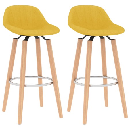 vidaXL Taburetes de cocina 2 unidades tela amarillo mostaza