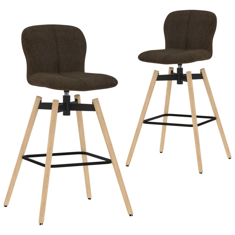 vidaXL Taburetes de cocina giratorios 2 unidades tela marrón vidaXL Taburetes de cocina giratorios 2 unidades tela marrón