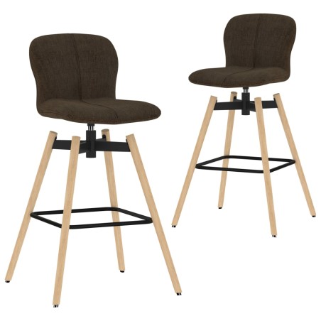 vidaXL Taburetes de cocina giratorios 2 unidades tela marrón