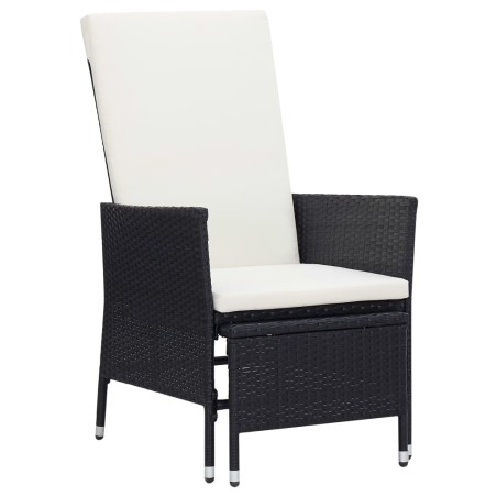 vidaXL Sillón reclinable de jardín con cojines ratán sintético negro