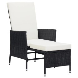 vidaXL Sillón reclinable de jardín con cojines ratán sintético negro