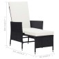 vidaXL Sillón reclinable de jardín con cojines ratán sintético negro vidaXL Sillón reclinable de jardín con cojines ratán sintético negro