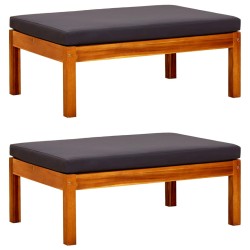 vidaXL Reposapiés de jardín 2 unidades madera maciza de acacia