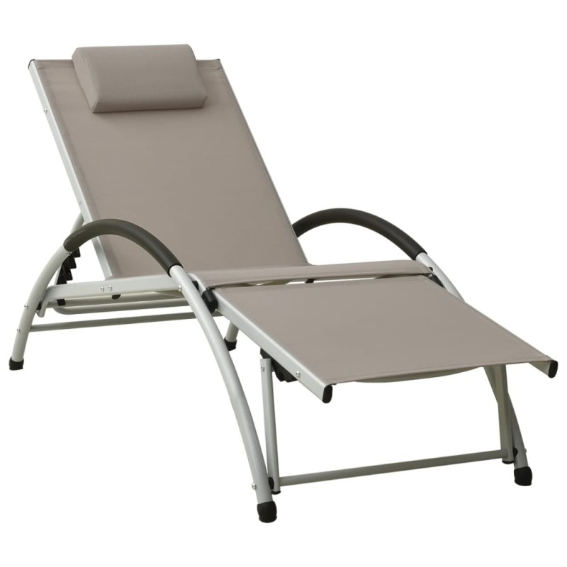 vidaXL Tumbona con cojín de textilene gris taupe vidaXL Tumbona con cojín de textilene gris taupe