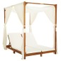 vidaXL Tumbona doble con cortinas y cojines madera maciza de acacia