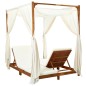 vidaXL Tumbona doble con cortinas y cojines madera maciza de acacia