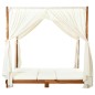 vidaXL Tumbona doble con cortinas y cojines madera maciza de acacia