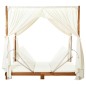 vidaXL Tumbona doble con cortinas y cojines madera maciza de acacia