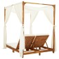 vidaXL Tumbona doble con cortinas y cojines madera maciza de acacia