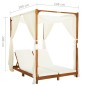vidaXL Tumbona doble con cortinas y cojines madera maciza de acacia