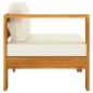 vidaXL Sofá central con 1 reposabrazos madera acacia blanca crema vidaXL Sofá central con 1 reposabrazos madera acacia blanca crema