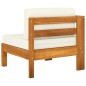 vidaXL Sofá central con 1 reposabrazos madera acacia blanca crema vidaXL Sofá central con 1 reposabrazos madera acacia blanca crema