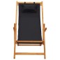vidaXL Silla de playa plegable madera maciza de eucalipto y tela negra vidaXL Silla de playa plegable madera maciza de eucalipto y tela negra