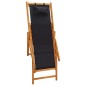 vidaXL Silla de playa plegable madera maciza de eucalipto y tela negra vidaXL Silla de playa plegable madera maciza de eucalipto y tela negra