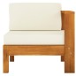 vidaXL Sofá central con 1 reposabrazos madera de acacia blanca crema vidaXL Sofá central con 1 reposabrazos madera de acacia blanca crema