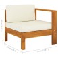 vidaXL Sofá central con 1 reposabrazos madera de acacia blanca crema vidaXL Sofá central con 1 reposabrazos madera de acacia blanca crema